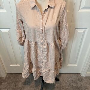 Ripe size M linen blend Button-Up Beige Dress